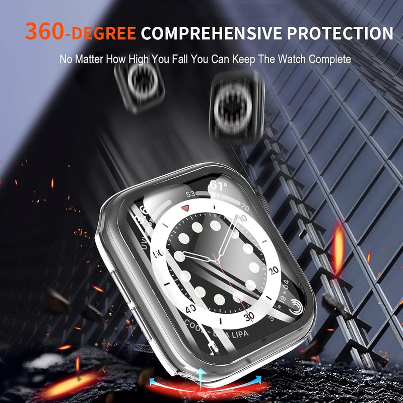 LK 2 Pack Hard PC Case with Tempered Glass Screen Protector Compatible for Apple Watch Series 6 SE 40mm, Ultra-Thin Overall Protective Cover for Apple Watch 6 SE 40mm (Clear) - Image 5